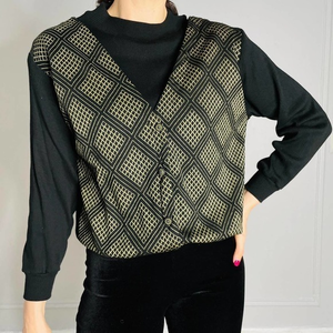Vintage 90s Black and‎ Gold vest top combo